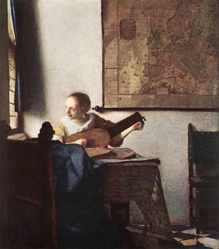 VERMEER VAN DELFT, Jan Woman with a Lute near a Window wt china oil painting image